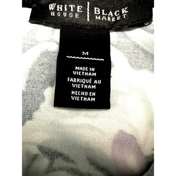 White House Black Market Medium Floral Black Purple Shift Dress Stretch Bold Des - Picture 8 of 12